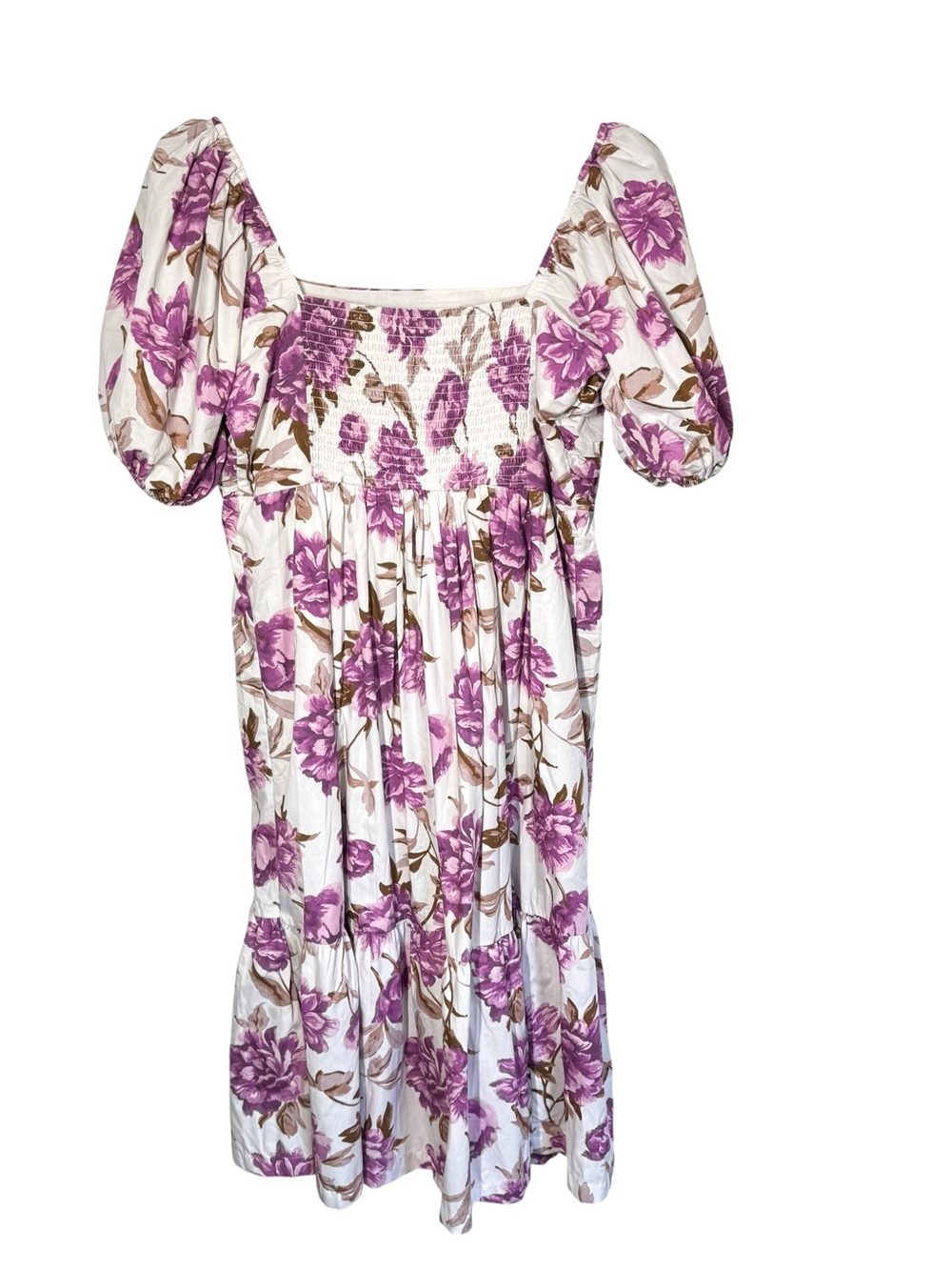 Abercrombie and Fitch Emerson Floral Poplin Puff Sleeves Midi Dress LP L Petite - Picture 4 of 6